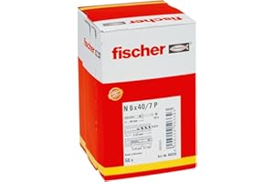 fischer - Cheville à frapper N 6 x 40/7 P à collerette fraisée et clou en acier électrozingué/Boîte de 50