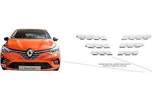 MNE PARTS pour Renault Clio V 2019+ calandre chromée 6 pièces, Barres de calandre de Section médiane, couvercles de calandre, Acier Inoxydable