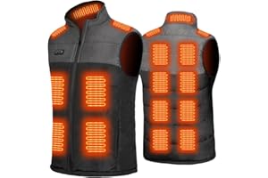 Avarmora Veste Chauffante Gilet Chauffant Homme Sans Manche Électrique avec 15 Zones de Chaleur 3 Températures Vêtement Chauffage Manteau Chauffant pour Hiver Moto Chasse(Pas de Batterie)