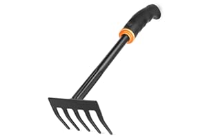 BFG Robusto Rastrello da Giardino, Larghezza 9cm, Lunghezza 32cm, Rastrello per il Terreno, Attrezzo per il Giardino e l'Orto, Rastrello Manuale, Impugnatura Ergonomica, Acciaio al Carbonio