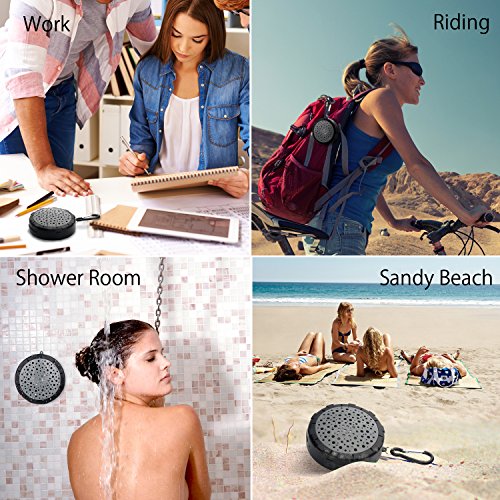 SoundPEATS 004 wasserfest lautsprecher, waterproof lautsprecher badezeit zum Musik genißen,kabellose Bluetooth lautsprecher, verbinden mit Handy, Tablet, computers(Schwarz) - 7