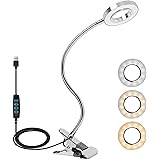 Wilktop LED Klemmlampe,360° Flexibel Schwanenhals Lampe, 3 Modi & 10 Dimmstufen, flexibles Klemmlicht für Bettkopfteil Schlaf