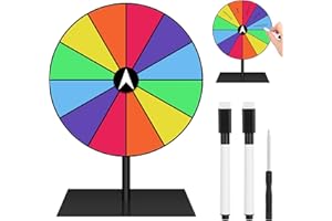 WINBEST Glücksrad Zum Drehen 20cm Wiederverwendbar Gluecksrad Gluecksrad 12 Spinning Prize Wheel Löschbares Glücksrad Zum Selbstgestalten Mit Markierstift und Abnehmbarem Ständer für Messeparty Karneval