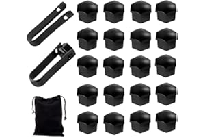 EXQUMAX 20PCS 19mm Black Wheel Nut Covers With Removal Tool And Storage Bag, Bolt Caps Hub Screw Cover Universal Car Wheel Bolt Caps Hub Screw Covers for Most Vehicles Durable and Stylish Wheel Nut Protectors