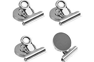 OCEUMAOA Clip Magnetica,Calamite Per Frigo in Metallo,Pinza Magnetica, Le Clip Magneti Potenti Sono Perfette Per L'Uso in Ufficio, a Casa O In Classe,Multifunzionali e Convenienti-Argento 4Pezzi