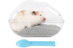 BUCATSTATE Salle de Bain à Sable pour Hamster, Transparent Baignoire à Sable pour Hamster avec Pelle, Accessoires de Cage pour Cochon d’Inde, Gerbille, Nains (L)