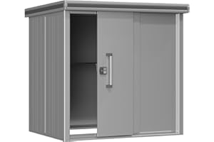 GFP Caseta de jardín metálica 187x152x212 cm Incl. Puerta corredera en Gris Cobertizo Impermeable