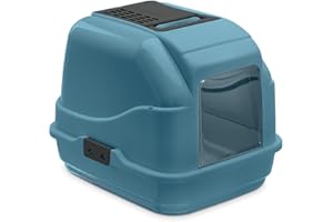 PETGARD Bandeja de baño para gatos con filtro y pala, color azul