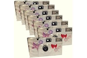 7X PHOTO PORST Einwegkamera Butterfly, Edition Liebe & Love & Herzen, mit Blitz, Batterien und Film (7er Pack, je 27 Aufnahmen, 35mm Farbfilm)