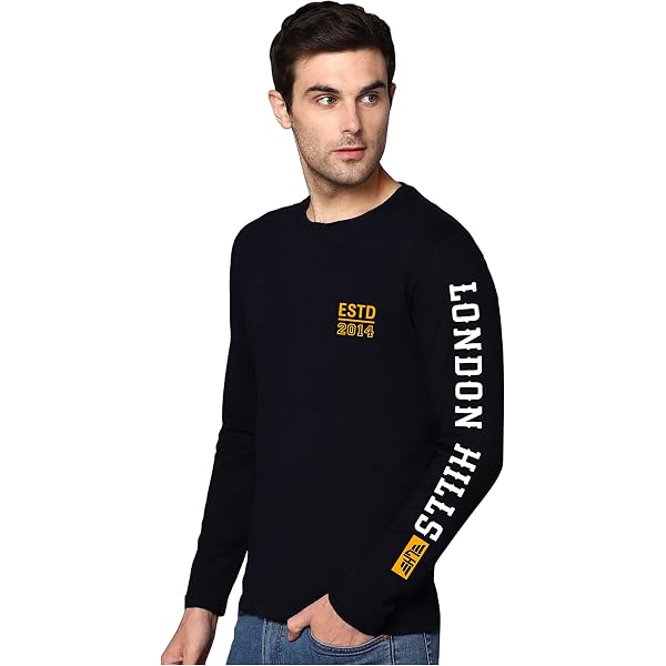 Buy Jember Men's 100% Cotton Full Sleeve Printed T-Shirts, 180 GSM