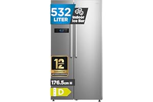 Midea MERS530FGD02 Side-by-Side Kühl-/Gefrierkombination/NoFrost/Inverter Technologie/Indoor Ice Bar/Twin Control/176,5 cm Höhe/335 L Kühlen/197 L Gefrieren/256 kWh/Jahr