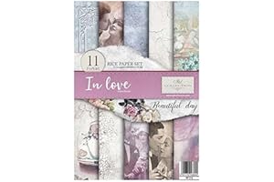 ITD Collection Rice Paper Creative Set, A4, for Decoupage, Sheets 29.7 x 21 cm, Multi-Coloured (In Love)