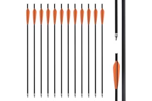 Fiita 18''/20''/22'' Carbon Hunting Arrows Archery Target Practice Arrows with 4" Feathers Spine 500 for Compound Bow and Recurve Bow with Removable Tips (Pack of 12)