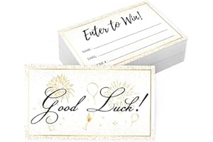 PLIGREAT 120 Pcs Enter to Win Raffle Cards, Lucky Draw Raffle Tickets Entry Form Cards for Mall Guess Contest Gold Raffles Ballots Fair Carnival, Good Luck Card with Blanks for Name Infos, 3.5 x 2"