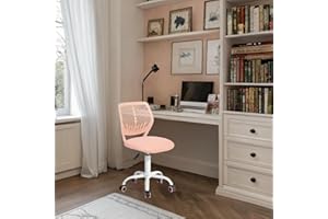 FurnitureR Teenage Office Chair, Height Adjustable Armless Task Chair, Colourful Seat for Home and Study, Computer Seat, Ergonomic & Swivel, 40.5 x 44 x 87cm, Rose