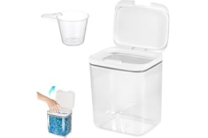 Aarcyye tvättmedelsförvaring, 5,5 l förvaringslåda med lock, förvaringsburk med mätkopp, förvaringsbox snäppförslutningar, tvätt pods behållare, för tvättpärlor, hundmat, mjöl