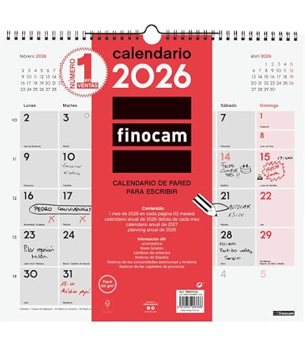 Finocam - Agenda 2026 1 Day Page January - December (12 Months