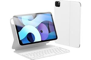 ‎HOU HOU iPad Air 5. Gen 2022 Tastatur, iPad pro 11-Zoll-Tastatur (4./3./2./1st), iPad Air 4. Gehäuse mit Tastatur, Folio, Magnetaufladung, Ultra Slim,QWERTZ-Layout,Weiß