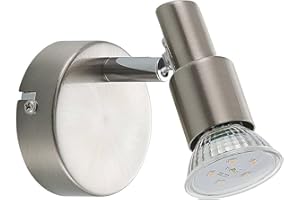 ‎ELC EUROPEAN LIGHTING CIRCLE ELC LED Spot, Wandlampe, Deckenlampe drehbar und schwenkbar, Wandstrahler, Deckenstrahler nickel, 1x 5W GU10 LED (austauschbar), Strahler