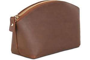 BLADE Kosmetyczka damska ze skóry premium – luksusowa kosmetyczka damska ze skóry z dużą przegródką – elegancka i trwała kosmetyczka skórzana do podróży i codziennego użytku, Hazelnut, kuferek kosmetyczny