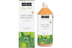 Kapiva Aloe Vera + Amla Juice | Cold-pressed Juice for Glowing Skin | Helps with Acne and Metabolism (1L)