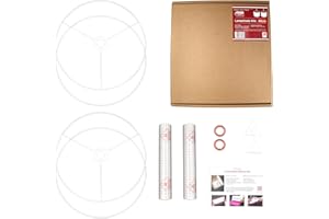 Drum Lampshade Making Kit Twin Pack - Use with Pendant Ceiling Lights, Table and Floor Lamps, Drum Circle Shape Needcraft UK DIY use with Fabric, Textile, Wallpaper of Choice. (White, 40cm)