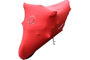 BUSHBOCK PREMIUM COVER BUSHBOCK Premium Bâche BUSHBOCK® Premium Bâche d'intérieur pour Moto, Protection Contre la poussière, Tissu élastique en Velours Respirant (ML, Rouge)