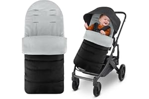 SUUESS Universal Footmuff for Stroller,Winter Warm Cosy Toes for Prams with Soft Fleece Lined Fits Pram Stroller Buggy,Waterproof and Windproof Pushchair & Pram Footmuffs for Infants 0-36 Months (Grey)