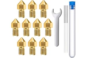 MMOBIEL 10 pz. ugelli estrusore per Stampante 3D MK8 in Ottone da 0,8 mm Compatibile con Serie Creality Ender 3, Serie Ender 5, CR-10/10S, Makerbot, Inclusi 3 Aghi per Pulizia e Chiave