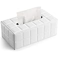 KINGFOM™ Rectangular Leather Tissue Box Tissue Holder for Home, Office, Car Automotive Decoration (White)