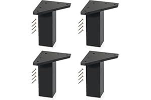 Kukicu ✮ Patas para Muebles ✮ Juego de 4 Pies, Tornillos Incluidos - Color Negro - Patas de Resina ABS para Mesas, Mesillas, Mueble Baño, Gabinete, Estanterías (4 Patas, Altura: 10 cm)