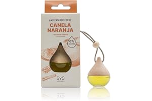 SYS Aromas Ambientador Coche Canela-Naranja Gota - Sin Alcohol - Aroma Cítrico y Especiado - Elimina Malos Olores - Larga Duración - Fabricado en España - 6ml