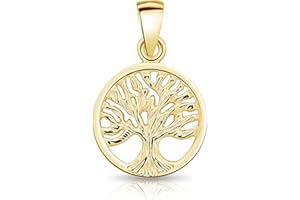 DTPsilver® Collana in Argento 925, Placcato in Oro Giallo, Rosa o Bicolore - Piccolo Ciondolo Albero della Vita - Con o Senza Catenina - Larghezza: 1,2 mm - Lunghezza regolabile: da 40 a 45 cm