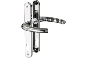GANZTECH 1 Set verchromte UPVC 304 Edelstahl Türgriff, 92mm PZ (Mitte), Rückplatte 243mm, 210mm Schraube zu Schraube, Verchromung Ersatz PVC Türgriff