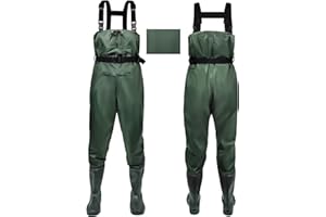 IEEILULU Waders Pesca da Uomo, Waders da Uomo con Stivali da Pesca 40-47, Waders Trampolieri da Pesca Nylon Pantaloni Impermeabili Antiscivolo Regalo per Amanti Pesca Sportiva