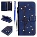 Produktbild FESELE Glitzer Blume Schutzhülle für [WIKO Lenny 3] Schmetterling Katze Prägung Kristall Glitzer Diamant Strass Brieftasche Hülle Leder Tasche Flip Handyhülle mit Magnetverschluss, WIKO Lenny 3 Luxus Bling Wallet Case Kartenfach Ledertasche Leder-Mappen-Karten-Slot-Abdeckung mit Standfunktion für WIKO Lenny 3 + Blau Eingabestift Stylus Touch Pen-Mädchen Katze,Dunkelblau