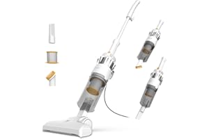 Newlux - Aspirador Escoba con Cable 2en1 V900, 800W, Depósito 2L, 16.5 Kpa, Triple Sist. Filtrado (F.HEPA) y Tecnología Ciclónica, 5m de Acción, Eficiencia Energética a (Blanco)