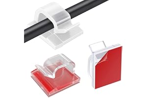OWill Fermacavi Adesivi 100 Pezzi Clip per Cavi, Organizzatore Cavi Trasparente con Nastri Adesivi, Clip Multiuso per TV e PC, Ferma Cavi Elettrici, Cable Management, Fermacavi Muro