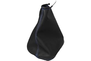 AERZETIX: Cuffia leva cambio in pelle sintetica nero con cuciture blu