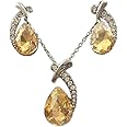 Luxury Unique Jewelry Set For Women - 18K White Gold Plated Crystal Necklace & Earrings Set - Valentine's Gift
