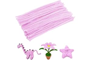 MOCASTLE 100 PCS Pipe Cleaners for Craft, Macaroon Light Purple 30cm Long, Flexible Pipe Cleaners for DIY Arts and Crafts Project, Plush Wire Bending Handcraft Decoration