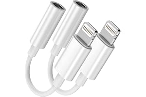 ESBEECABLES 2 Pack Adaptateur pour iPhone Lightning vers Prise Jack 3,5 mm [Certifié Apple MFi] - Écouteurs, Casque Aux Audio Câble Dongle Accessoires pour iPhone 14/13/12/11/Xs/XR/X/8/7