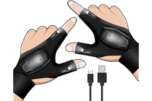 Fydesion Led Flashlight Gloves, Fishing Gloves Gift Rechargeable LED Gloves Gadgets for Men, Fishing Accessories Gifts for Men, Gifts for Dad