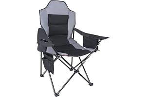 YEAUPE PRO Campingstol, vikstol, fällstol, högt ryggstöd, strandstol, hopfällbar pall, L, svartgrå