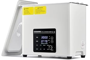 CREWORKS 6L Nettoyeur à Ultrasons Numérique Bac à Ultrasons 180W Chauffage 300W Machine de Nettoyage à Ultrasons Silencieuse Mode Dégazage 7 Niveaux d'Oscillation 3 Modes avec Minuterie