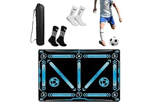 SKIKHN Fotbollsmatta träningsmatta, 60 x 90 cm fotbollsmatta bollkontroll med 2 par strumpor, förvaringsväska, tyst absorption fotbollsmatta, halkfri steg-träningsmatta, förbättra koordination