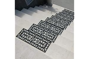 uyoyous Rubber Stair Mats (5-Pack) 75x25CM Wrought Rubber Stair Pads Anti-Slip Design Step Mats Step Staircase Floor Mat Indoor Outdoor Stair Protector Pads