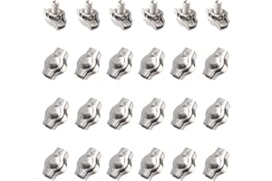 GENERIES Simplex - Abrazadera para cable de alambre, 24 unidades, acero inoxidable, abrazadera para cable de alambre, abrazadera adecuada para fijar cables de acero y cables de cable, 1, negro, talla única