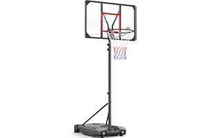Yohood Basketballkorb Outdoor für Kinder/Jugendliche, Basketballkorb mit Rollen Tragbar, 147–260cm Höhenverstellbarer Basketballständer mit 82x53cm PC Rückwand & Vergrößerter Basis