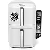 Ninja Double Stack XL Double Drawer Air Fryer, 9.5L, White | SL400EUWH Double Vertical Basket, 4 Cooking Levels, 2 Grids, Spa
